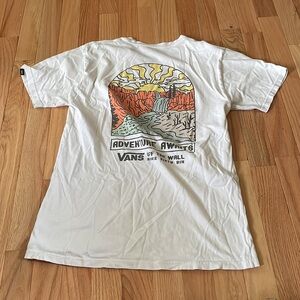Vans Graphic T Shirt Mens Small White Classic Fit Pleasant Valley Short Sleeves